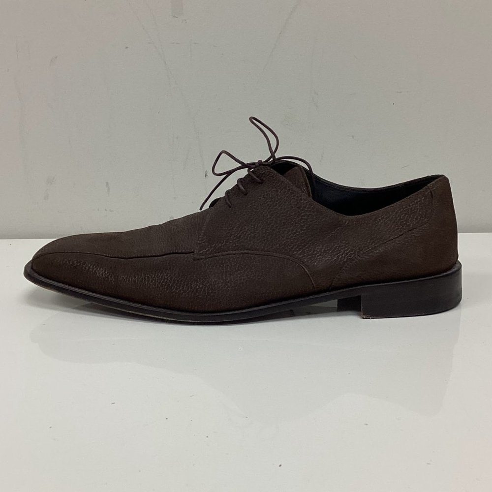 Ermenegildo Zegna Couture Brown Textured Suede Leather Lace Up Oxfords Sz 13